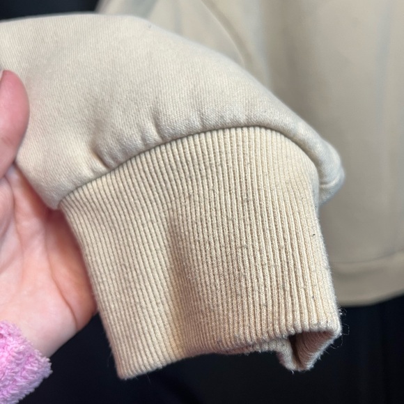 Cream Mock Turtle Quarter-Zip Women's Pullover Sweatshirt - Picture 5 of 9